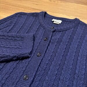 Vintage Cuddle Knit Cardigan Sweater Women's Small Navy Blue Cable Knit 90s